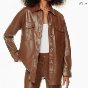 Aritzia Ganna Vegan Leather Shirt Jacket
